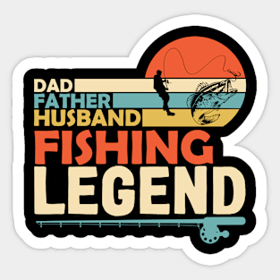 Dad Father Husband Fishing Legend Retro Sticker